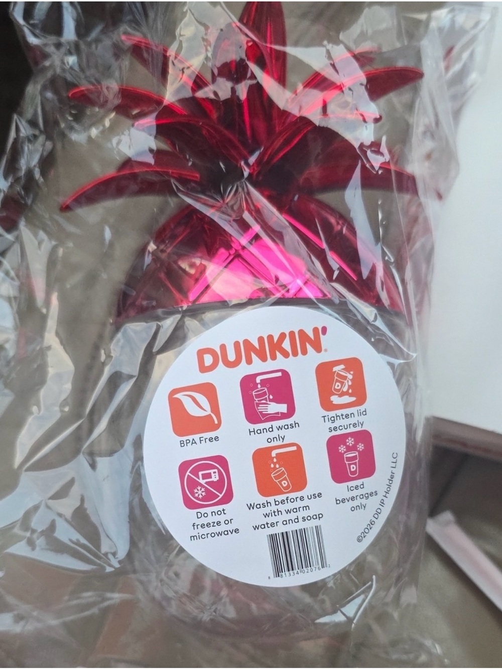 Dunkin’ Donuts Pink Pineapple Tumbler - Metallic Pink
